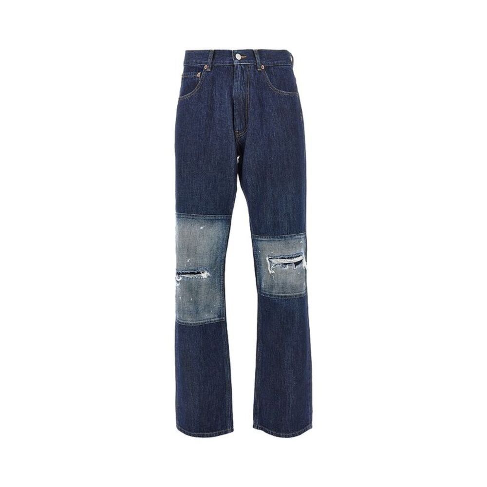 Mm6 Men Distressed Effect Straight Leg Jeans